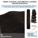 GOO GOO Wire Hair Extensions Dark Brown, 95g 16 Inch Straight Hair Extensions Human Hair Layered Hair Pieces with Invisible Fish Line Wire Hair Extensions for Women GOO GOO