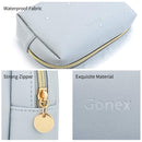 Gonex Small Makeup Bag for Purse, Water-Resistant PU Vegan Leather Travel Cosmetic Pouch with Christmas Gift Box, Portable Toiletry Bag for Women Girls Daily Storage Organizer Light Grey Gonex
