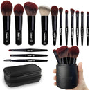 Jilier Travel Makeup Brush Set, 14 pcs Mini Makeup Brushes for Foundation, Powder, Eyeshadow, Highlight, Contour, Blush & Concealer, Small Makeup Brush Set Purse Size with Case Infinity Warehouse