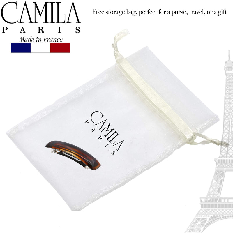 Camila Paris CP3018 French Hair Barrette Clip for Girls, Tortoise Shell, Rubberized Metal Clasp Strong Hold Grip Hair Clips for Women, No Slip Durable Styling Girls Hair Accessories, Made in France Camila