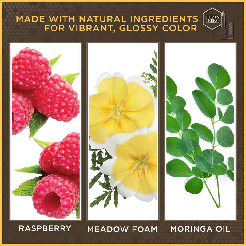 Burts Bees 100% Natural Glossy Lipstick, Peony Dew - 1 Tube Burt's Bees