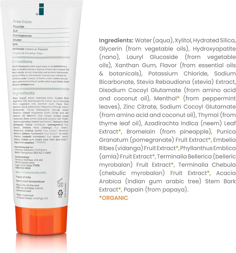 Himalaya Botanique Whitening + Hydroxyapatite Toothpaste for Whiter Teeth & Fresher Breath, Fights Plaque with Hydroxyapatite Support & Mint Flavor, Fluoride Free, SLS Free, & Vegan, 4.0 oz, 4 Pack Infinity Warehouse