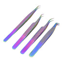 M LASH Set Of 4 Diamond Grip Eyelash Extensions Tweezers - Japanese Steel Lash Supply (Multi-Color) M Store