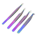 M LASH Set Of 4 Diamond Grip Eyelash Extensions Tweezers - Japanese Steel Lash Supply (Multi-Color) M