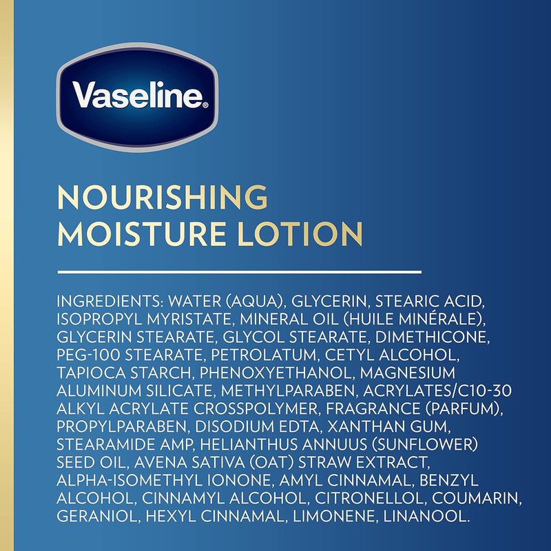Vaseline Nourishing Moisture Body Lotion Hand & Body Lotion Pack of 12 for Dry Skin made with Ultra-Hydrating Lipids & Pure Oat Extract 3.4 oz Infinity Warehouse