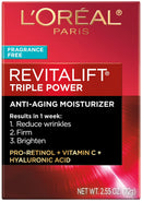 L’Oreal Paris Skincare Revitalift Triple Power Fragrance-Free Face Moisturizer with Pro Retinol, Hyaluronic Acid & Vitamin C, Reduce Wrinkles, Firm and Brighten Skin, 2.55 Oz L'Oreal Paris