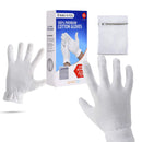 Extra Large, XL Moisturizing White Gloves for Men Overnight Bedtime Cotton Cosmetic Inspection Premium Cloth Quality Eczema Dry Sensitive Irritated Skin Spa Therapy Secure Wristband Gaxcoo