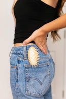 Small, Travel Hair Brush - Wooden Bristle Detangler Hairbrush For Detangling Women, Men & Kids Wet or Dry Hair - Natural Wood Handle & Bristles - Portable Size and Fits in Pocket or Purse GranNaturals