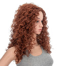 SWACC 20-Inch Long Big Bouffant Curly Wigs for Women Synthetic Heat Resistant Fiber Hair Pieces with Wig Cap (Dark Copper Red) SWACC Store