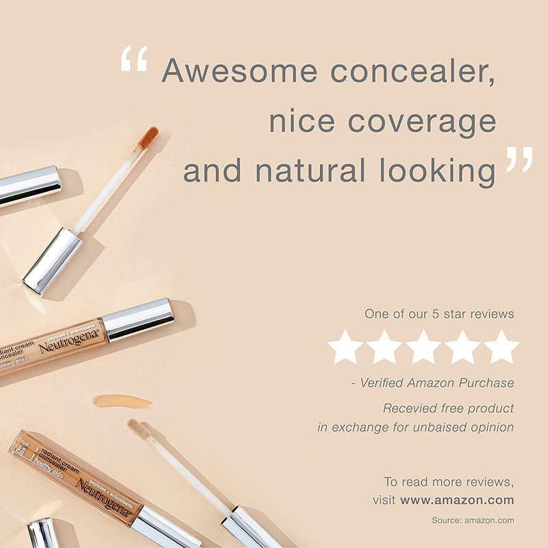 Neutrogena Healthy Skin Radiant Brightening Cream Concealer with Peptides & Vitamin E Antioxidant, Lightweight Perfecting Concealer, Non-Comedogenic, Bisque Light/Medium 02 neutral undertones, 0.24 oz Neutrogena Store