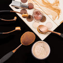 Multi-function Oval Makeup Brushes 7pcs Fashionable Super Soft Toothbrush Makeup Brush Set Face Powder Concealer Foundation Brush (Rose Gold Black) Beauty Kate