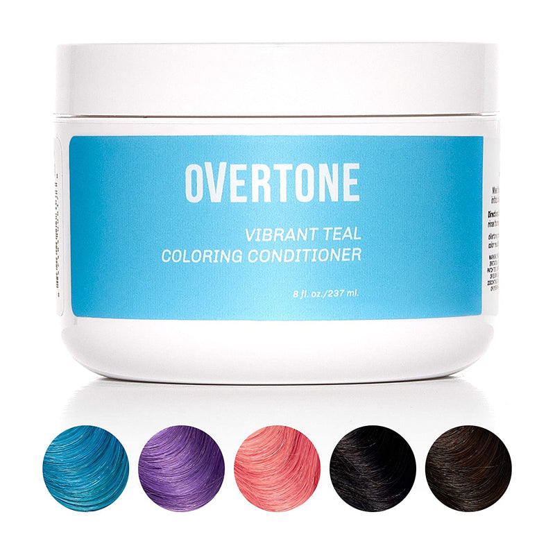 oVertone Haircare Vibrant Teal Coloring Conditioner | Gentle Semi-Permanent Hair Color with Shea Butter & Coconut Oil | Safe for All Hair Types | Vegan, Cruelty-Free OVERTONE Store