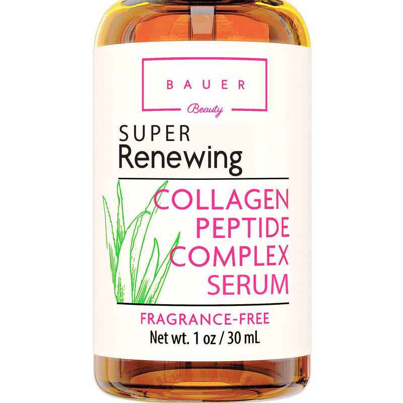 Collagen Peptide Complex Face Serum Anti Aging with Matrixyl 3000 and Hyaluronic Acid, Ultimate Skin Repair, Brightening, Hydrating and Skin Tightening for Glass Skin- DERMATOLOGIST TESTED Bauer Beauty
