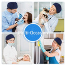 QBA Adjustable Working Cap with Button, 2 PCS, Cotton Working Hat Sweatband, Elastic Bandage Tie Back Hats for Women & Men, One Size (Navy + Teal) QBA
