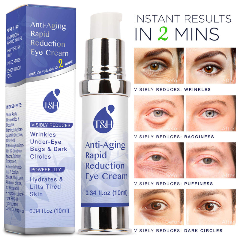 Anti-Aging Rapid Reduction Eye Cream, Visibly and Instantly Reduces Wrinkles, Under-Eye Bags, Dark Circles in 120 Seconds, Hydrates & Lifts Skin (Rapid Anti-Aging Cream [0.34oz]) TEREZ & HONOR