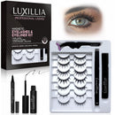 Luxillia Magnetic Eyelashes Kit – 16 Piece Magnetic Eyelash & Eyeliner Set with Applicator – Natural Look Easy Apply Reusable Fake Extension Lashes, No Glue – Pestañas Postizas Magnéticas Naturales Infinity Warehouse
