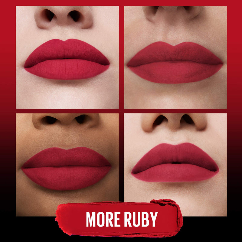 Maybelline New York Color Sensational Ultimatte Lipstick Thats Lightweight/Comfortable Intense Lip Color Pigment Soft Powder Matte Slim Lipstick, 199 More Ruby, 1 Oz Maybelline New York