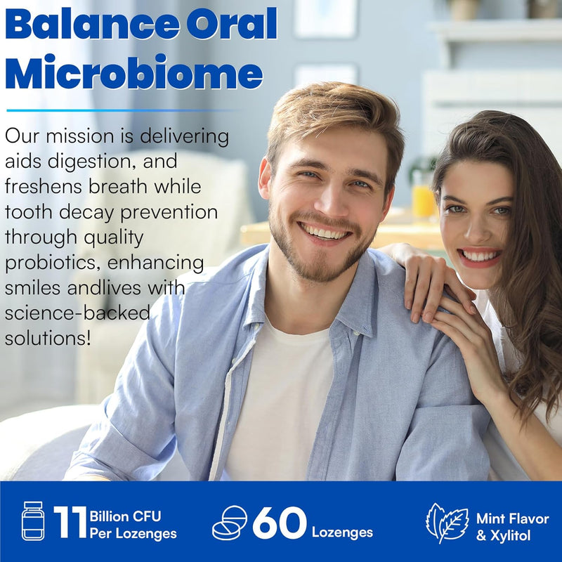 Oral Probiotics, 11 Billion CFU, with M18, A12, Oral Probiotics for Mouth Bad Breath for adults, Dry Mouth, Gum Health & Gum Restore, Chronic Halitosis, Fresh Breath, 60 Lozenges (Mint Flavor) Infinity Warehouse