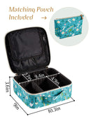 Joligrace Makeup Travel Bag Organizer for Women Cute Cosmetic Storage Train Case Portable Big Large Capacity with Extra Pouch for Make-Up Brush Toiletry Jewelry Green Forrest Print Joligrace Store