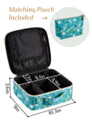 Joligrace Makeup Travel Bag Organizer for Women Cute Cosmetic Storage Train Case Portable Big Large Capacity with Extra Pouch for Make-Up Brush Toiletry Jewelry Green Forrest Print Joligrace