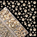 4000Pcs Mixed Size Hot Fix Round Crystals Gems Glass Stones Hotfix Flat Back Rhinestones (Light Champagne) MASSIVE BEADS