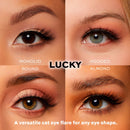 Glamnetic Lashes - Lucky + Black Liquid Liner Bundle | Vegan Magnetic Eyelashes, Short Cat Eye Faux Mink Lashes, Flared, Winged Full Volume, Reusable up to 60 times - 1 Pair Glamnetic