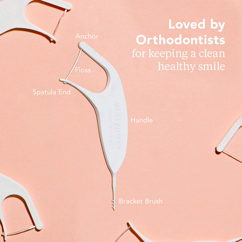 Platypus Orthodontic Flossers for Braces | Ortho Picks for Adults & Kids | Fits Under Arch Wire | Non-Damaging | Encourage Flossing Habits | Floss Teeth in Under Two Minutes (40 Count (Pack of 1) Platypus