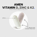 Amen Vitamin D, K2 & Zinc, Cholecalciferol D3 5000 IU, Organic Whole Food Blend with Apple, Blueberry, Cranberry, Elderberry Powder Fruits, Vegan Supplement, D3 K2 Vitamins, Non-GMO - 60 Capsules Infinity Warehouse