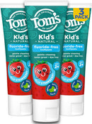 Tom's of Maine Anticavity Kids Natural Toothpaste Variety Pack, Strawberry, Orange Mango, Watermelon Flavors, Kids Toothpaste with Fluoride, Safe for Ages 2 and Up, 5.1 oz (Pack of 3) Infinity Warehouse