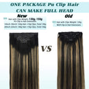 GOO GOO PU Clip in Hair Extensions Human Hair 14 Inch Balayage Natural Black to Light Blonde 130g 7pcs Seamless Hair Extensions Clip in Thick Remy Hair Extensions for Women GOO GOO