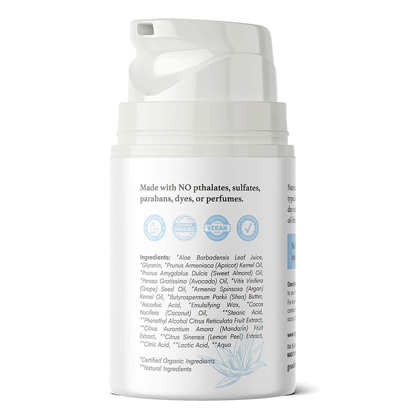Organic Face Moisturizer for Women and Men - Natural Hydrating Day & Night Face Cream for Dry & Oily Skin - Non-Greasy & Gentle Moisturizer for Face Anti-Wrinkle Anti Aging Skin Care Products by Goodskin-1.7oz GoodSkin