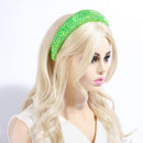 SP SOPHIA COLLECTION Women's Sparkling Crystal Padded Rhinestone Wide Bejeweled Hair Headband Party Hairband Hair Accessories in Lime SP Sophia Collection Store