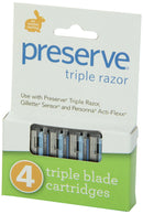 Preserve Shave 3 Razor Blades, 24 cartridges (4 razors in each box, 6 boxes total), Packaging may vary Preserve