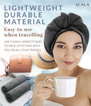 Scala Microfiber Turban Hair Towel Wrap (2 Pack) for Women - Fast Dry, Super Absorbent, Anti-Frizz, Tangle-Free, Quick Drying and Plopping for Wet Curly Hair Scala