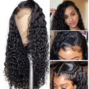 AYIYI Human Hair Wigs Lace Front Wigs Human Hair Pre Plucked 4x4 Lace Front Wigs For Black Women Curly Water Wave Lace Front Wigs 150% Density 18Inch AYIYI
