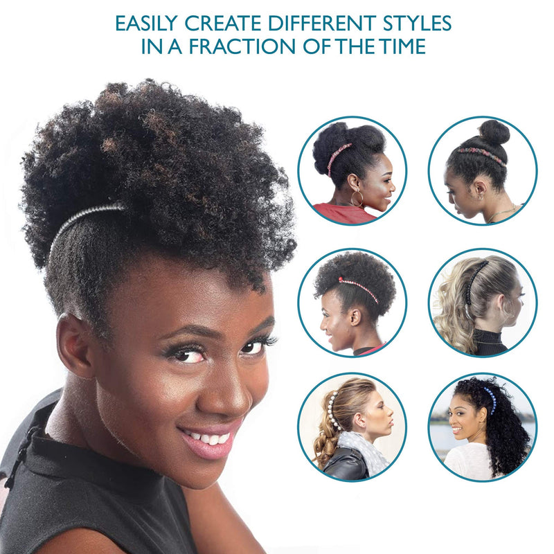 Banana Clip for Thick Curly Hair, Stretchy & Adjustable - Protective Elastic Combs Make Great Hair Accessories for Kinky, Curly Ponytail, Mohawk, Bun (Large, Peach & Rose) HairZing