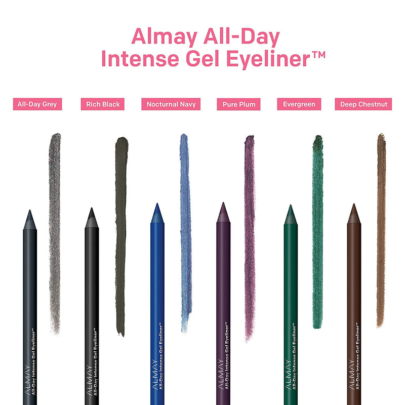 Almay AllDay Intense Gel Eyeliner, Longlasting, Waterproof FadeProof Creamy HighPerforming EasytoSharpen Liner Pencil oz, 130 Pure Plum, 0.028 Ounce Almay