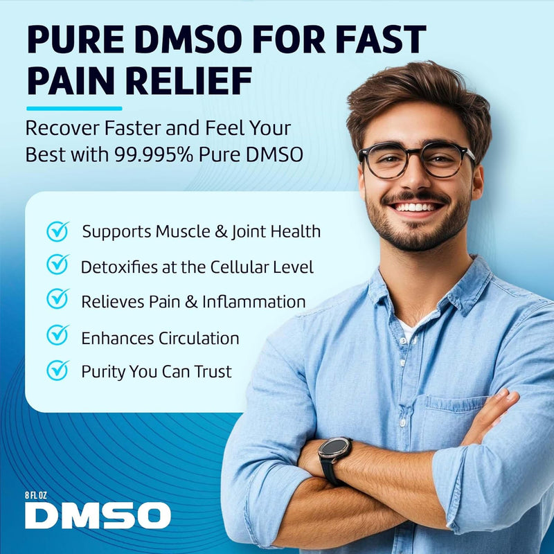 DMSO Dimethyl Sulfoxide 99.995% Pure | Low Odor | 8 oz (237 ml) Clear Glass Bottle | High Purity Multipurpose Solvent for Laboratory, Industrial & DIY Use Infinity Warehouse