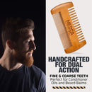 Wooden Beard Comb with Leather Case - Handcrafted Solid Beechwood Beard, Mustache and Head Hair Pocket Combs for Men Dual Action Fine & Coarse Teeth Perfect for Conditioner Oils and Beard Balms MEDca