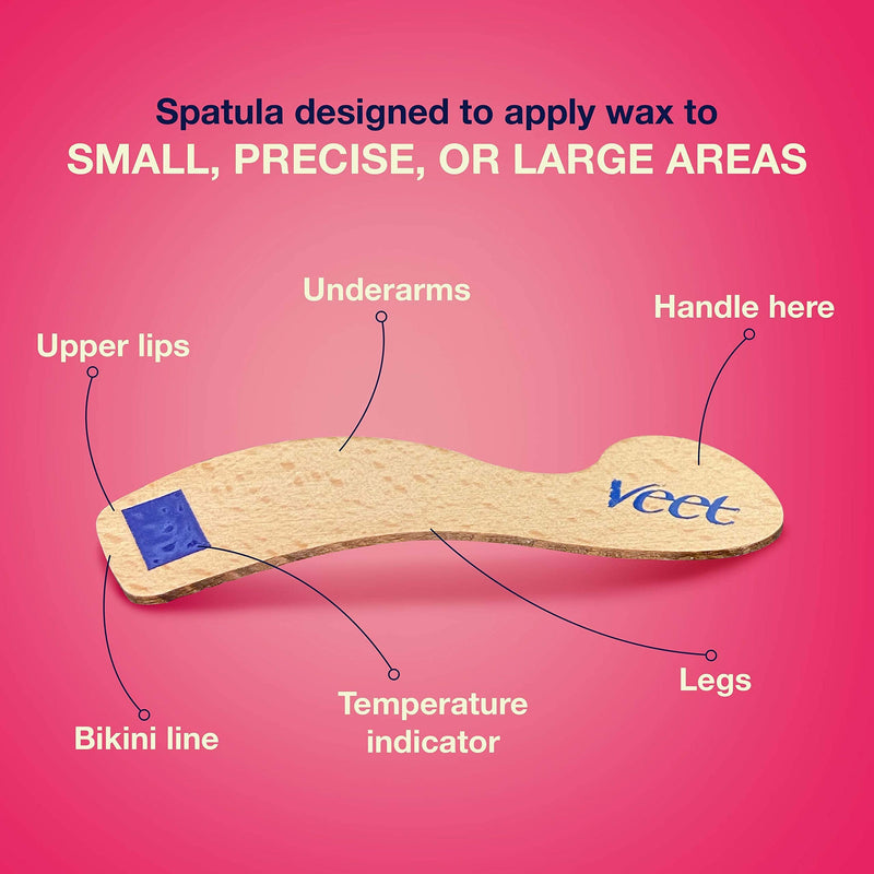 Veet Sugar Wax Hair Remover - Contains 12 Fabric Strips & 1 Spatula with a Temperature Indicator (Pack of 3) Veet