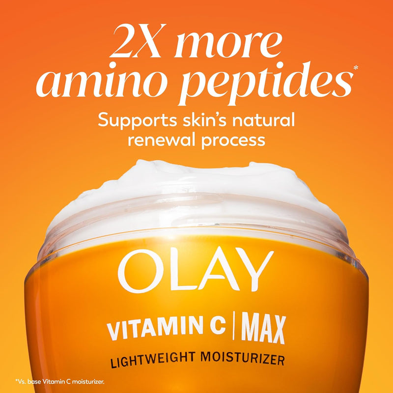 Olay Vitamin C MAX Face Moisturizer, Brightening Cream for Women, Hydrating, Evens Tone, Dark Spot & Hyperpigmentation Reduction, Glowing Skin Care - Niaciniamide, Peptides 1.7 Oz Infinity Warehouse