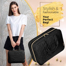 Fashionable Hanging Travel Toiletry Bag for Women and Men, Foldable Hygiene Bag, Bathroom, and Shower Organizer Kit with Elastic Band Holders for Toiletries, Cosmetics, Makeup, Brushes (Large) BOACAY Store
