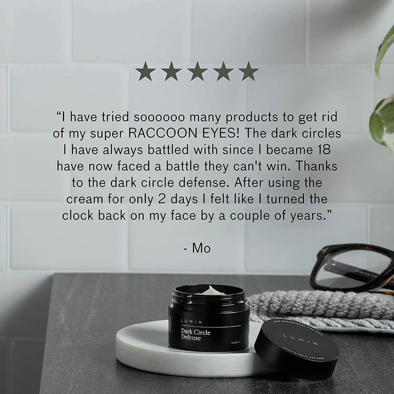 Men’s Dark Circle Defense (1 oz.): Anti-Aging Korean Formulated Eye Cream Treatment - Reduce Fine Lines, Wrinkles, Eye Bags, Dark Circles - Experience a Rejuvenated Complexion - Achieve Your Best Look Lumin