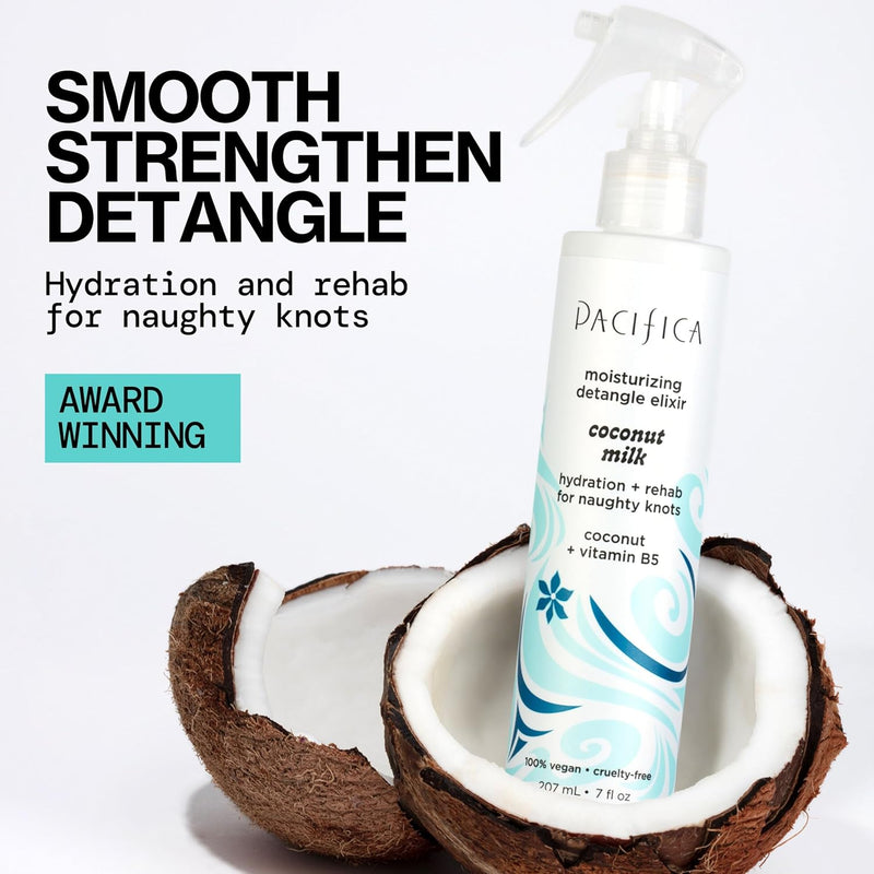 Pacifica Coconut Milk Hair Detangler Spray – Leave-In Conditioning Elixir for Tangle-Free Hair – Instantly Detangles Knots, Adds Shine & Moisture, Prevents Breakage & Frizz – Vegan & Cruelty-Free Infinity Warehouse