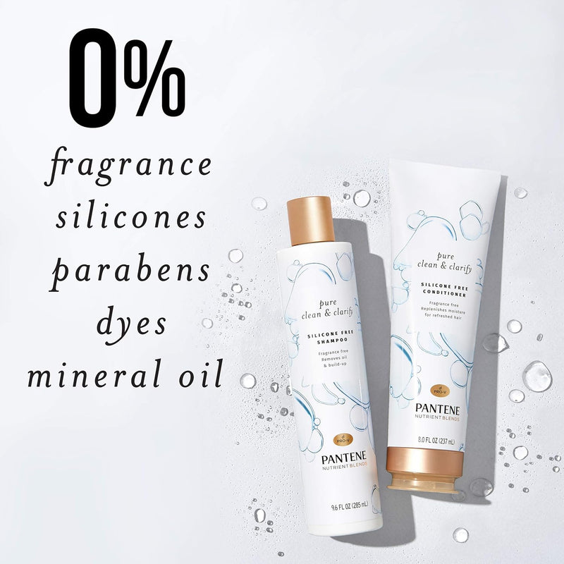 Pantene Shampoo and Conditioner Set Pure Clean & Clarify plus Hair Mask Rescue Shot Treatment, Silicone Free, Nutrient Blends Infinity Warehouse