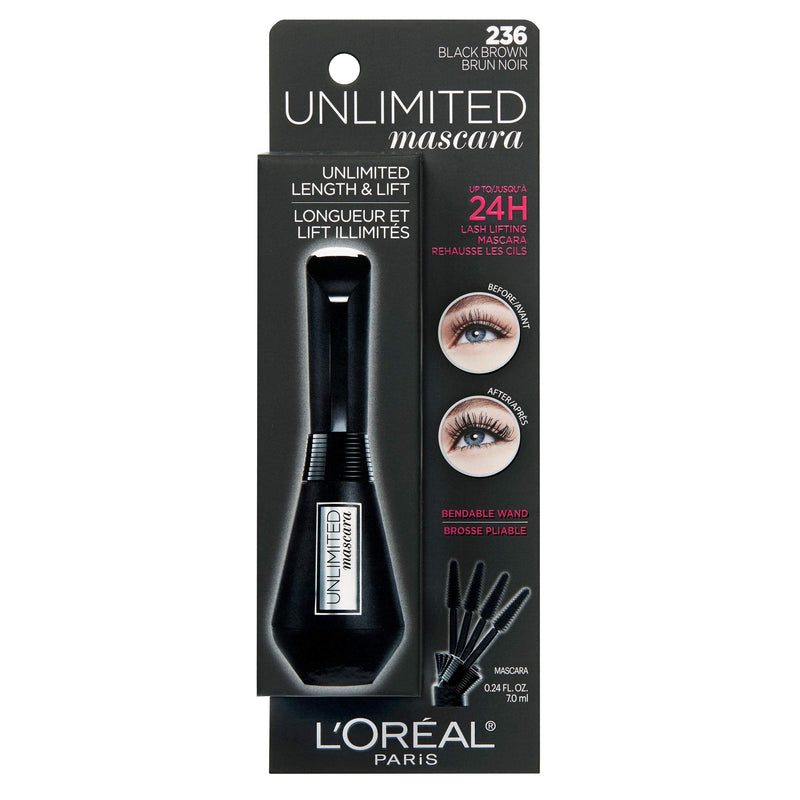 L'Oreal Paris Makeup Unlimited Lash Lifting and Lengthening Washable Mascara, Black Brown L'Oreal Paris