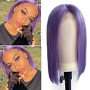 Bob Wigs Straight Human Hair T-Part Lace Front Wigs Pre Plucked Hairline with Baby Hair Slightly Bleach Knots Brazilian Virgin Remy Hair Wigs Short Bob Lilac 12" 180% Density for Women(can be Restyle) Ubetta Store