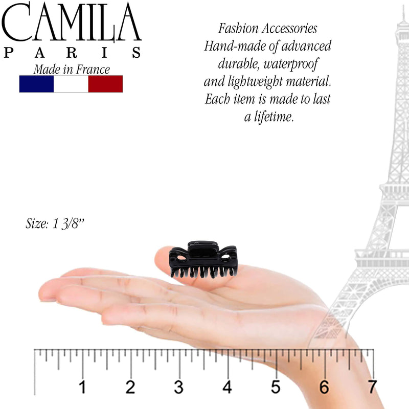 Camila Paris CP3027 French Hair Clip for Women, 1.5 inch Set of 2 Black Girls Hair Claw Clips Jaw Fashion Durable Styling Hair Accessories for Women, Strong Hold No Slip Grip, Made in France Camila