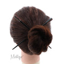 Set of 2 Hair Sticks Chopsticks with Colored Studded Tops - Black Multi Motique Accessories