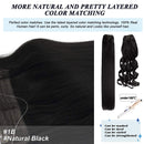 GOO GOO Human Hair Extensions Halo Hair, 80g 18 Inch Ombre Natural Black Mixed Chestnut Brown Invisible Wire Hair Extensions Secret Fish Line Layered Hairpiece Stiraight Hidden Crown Hair Extensions GOO GOO Store